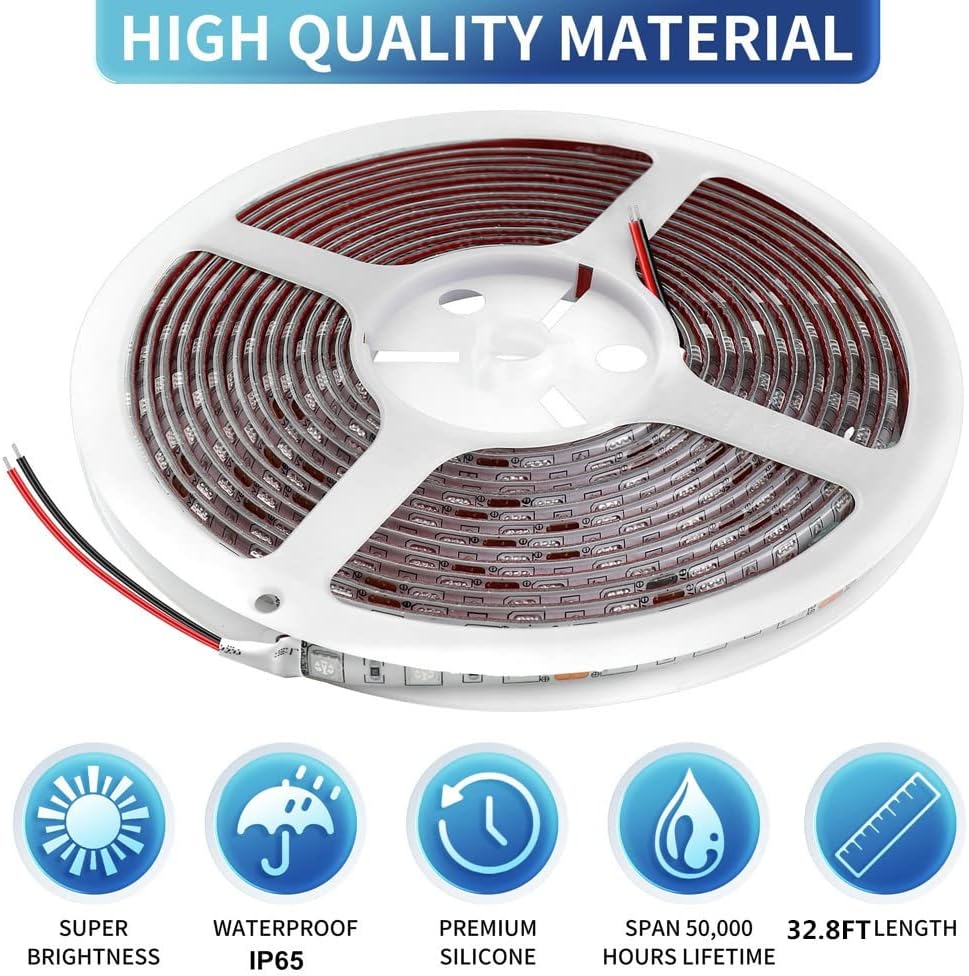 LED Boat Strip Lights, 32.8FT White Marine Pontoon Led Lights, Waterproof