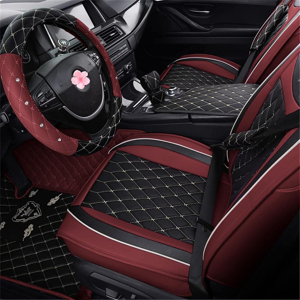 SanQing Car Seat Covers Full Set,Universal PU Leather Auto Seat Protectors