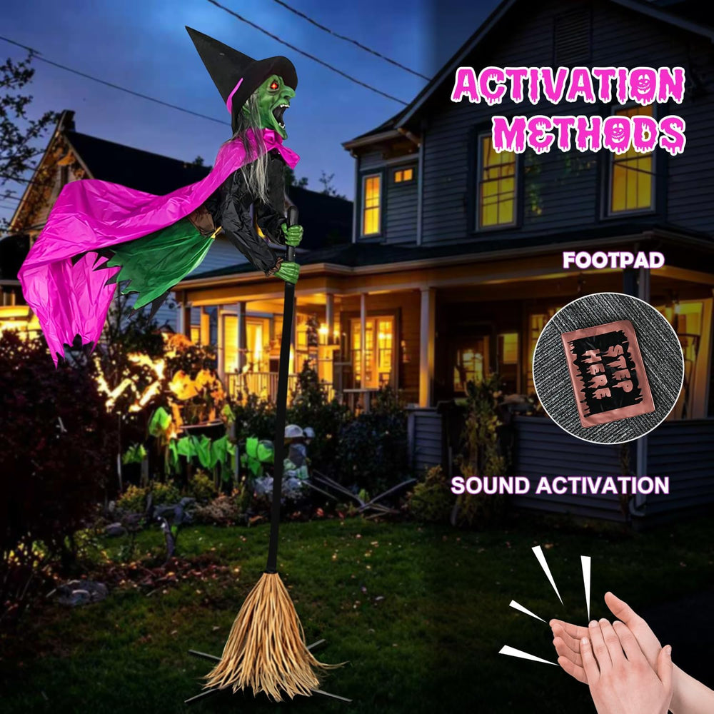 Halloween Decorations Outdoor – 10.5FT Animated Hovering Witch Animatronics w...