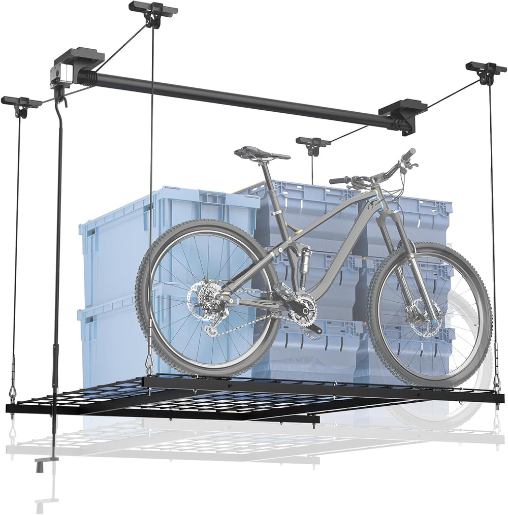 GADFISH Garage Ceiling Lift Storage Rack, Easy Lifting 85" Height 4x4 Ft...