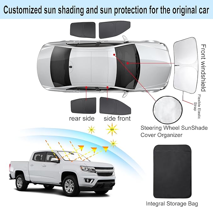 TINGLU Window Shades for Chevrolet Colorado Pickup Truck 2015-2022 Accessorie...