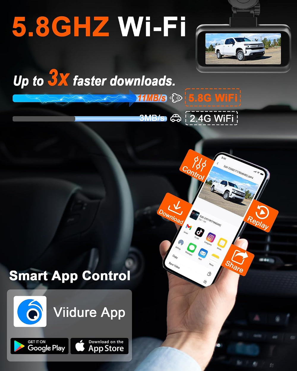 15-Min Easy to Install Dash Cam: Dual Camera with Night Vision for Truck