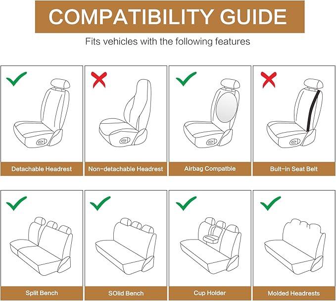 Pariitadin Leather Car Seat Covers Full Set, Waterproof Faux Leather Seat Covers