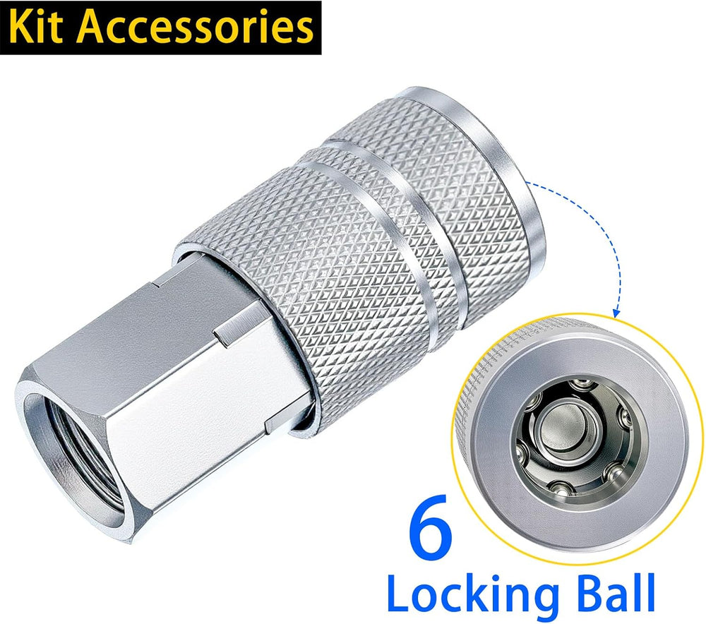 High Flow Air Hose Fitting Set 3/8 Inch NPT 24PCS Air Connect Fitting I/M Plu...