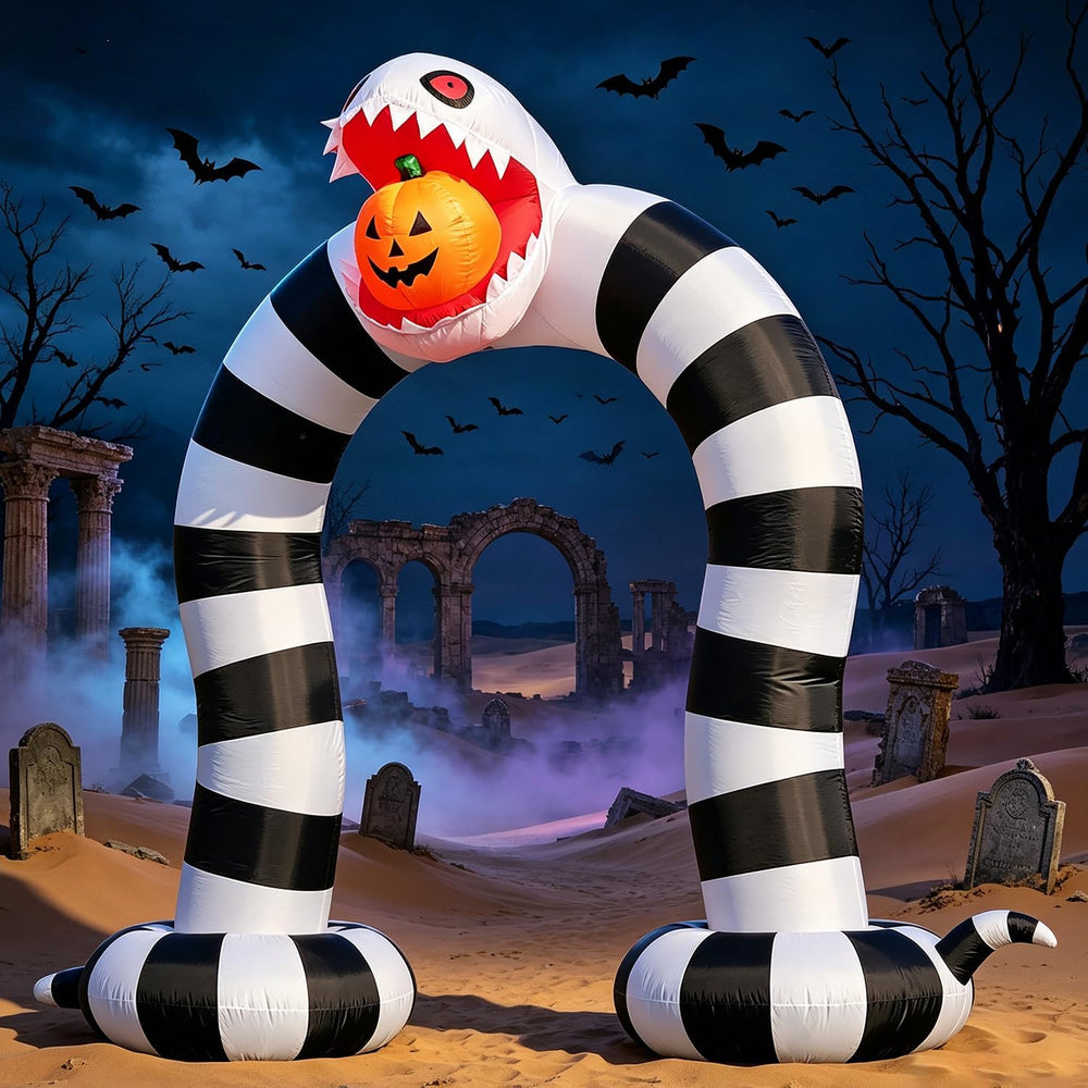 DomKom 10FT Halloween Inflatable Blow Up Decorations, 10FT Long 8FT Tall Sand...