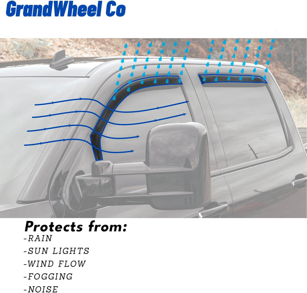 Window Deflectors Smoke Tinted In-Channel Side Window Vent Visor Deflectors R...
