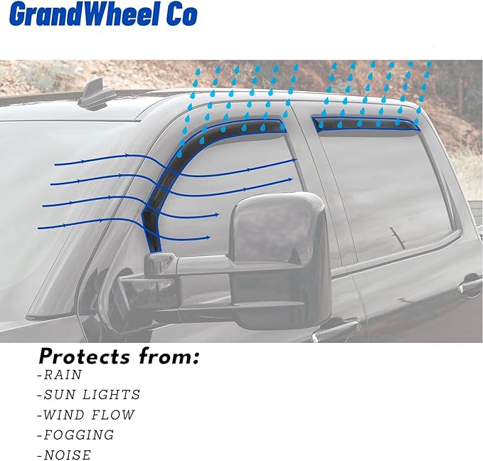 Window Deflectors Smoke Tinted in-Channel Side Window Vent Visor Deflectors (...