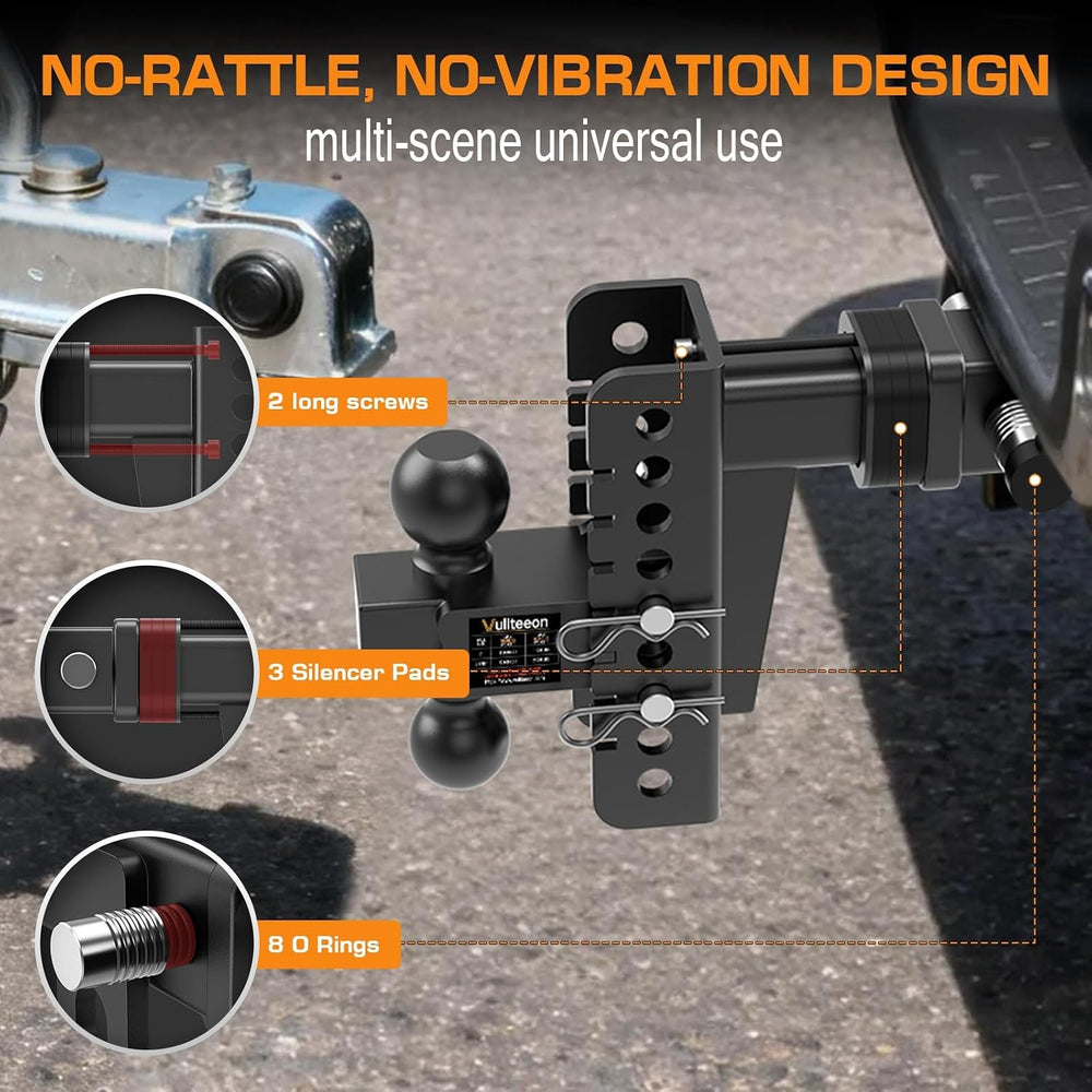 Drop Hitch (for 2.5 Inch Receiver), 6in Adjustable Trailer Hitch