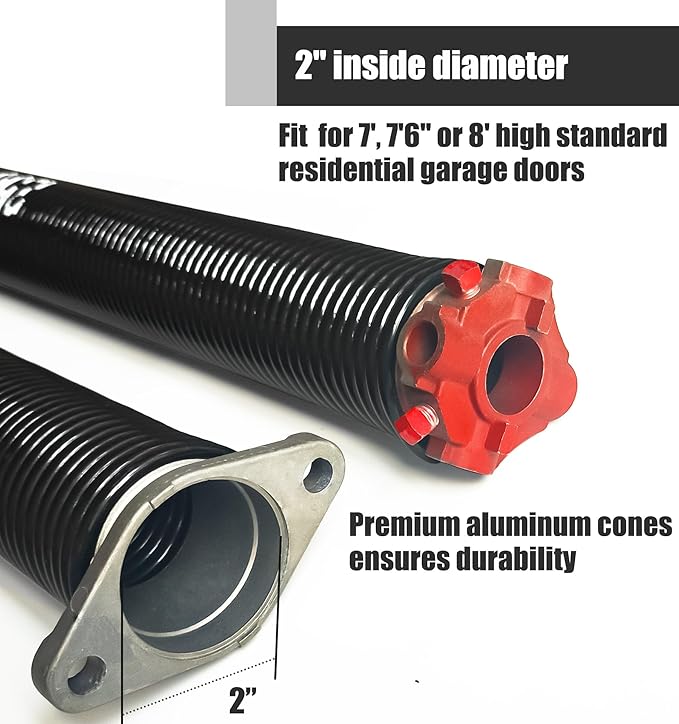 Garage Door Torsion Spring Set, Pair of 2" Electrophoresis Coated Garage...