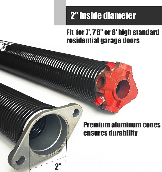 Garage Door Torsion Spring Set, Pair of 2" Electrophoresis Coated Garage...