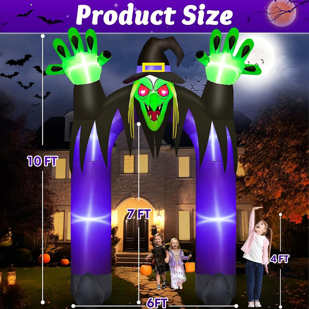 Danxilu 10FT Tall Halloween Inflatables Witch Archway Outdoor Decorations
