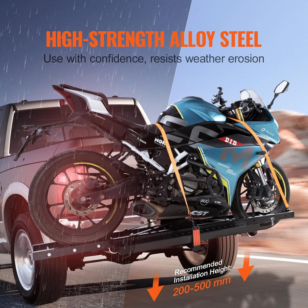 VEVOR Motorcycle Carrier, 600 LBS Steel Motorcycle Carrier Hitch Mount with 4...