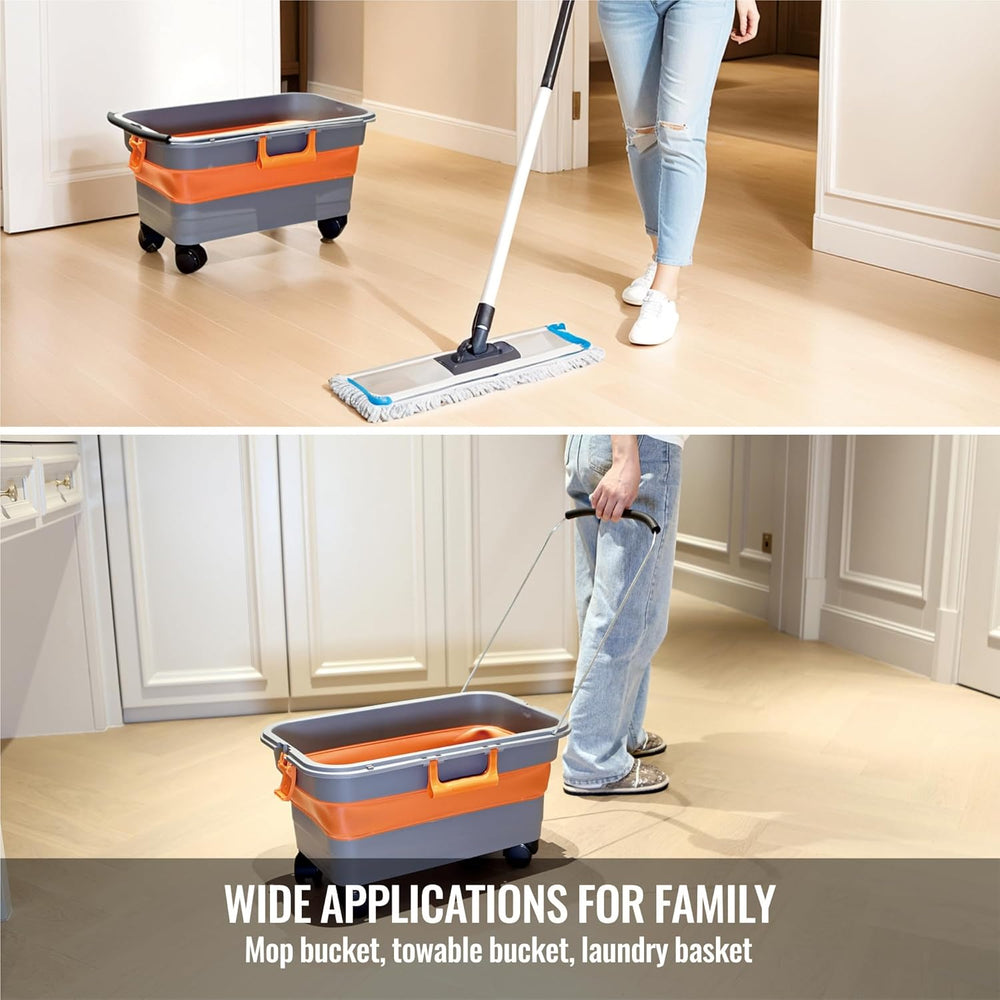 Glide CB 55 Collapsible Bucket 5.5 Gallon for Car Washing with Wheels, Handle...