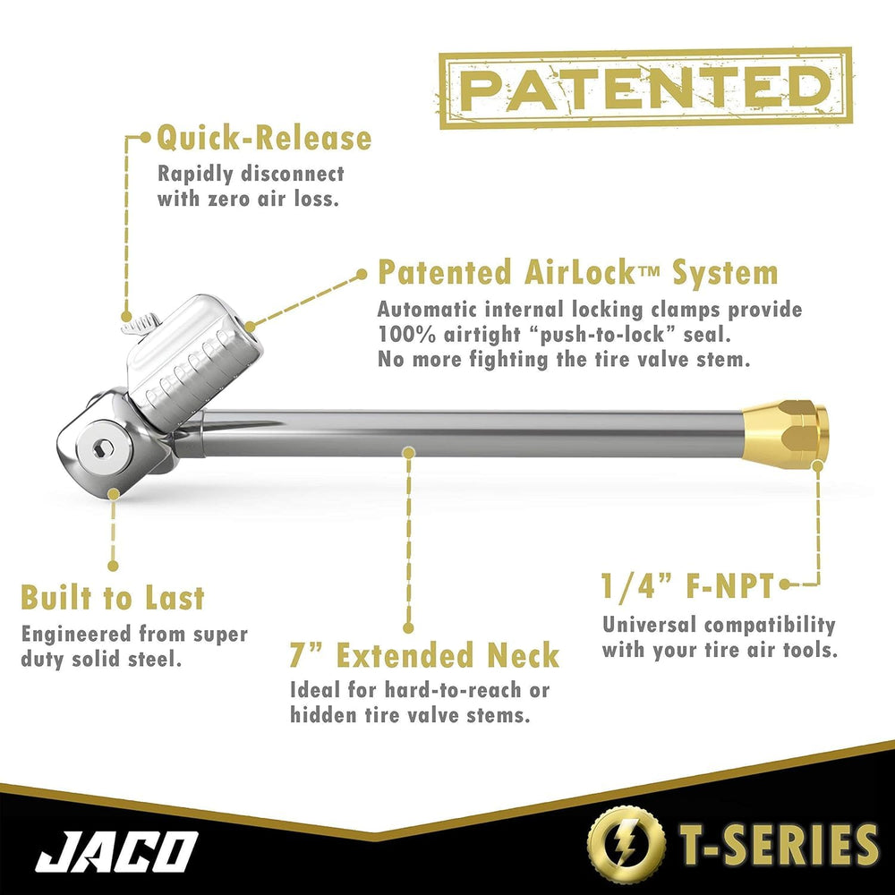 JACO FlowPro Digital Tire Inflator Gauge (200 PSI) with Lock-on Dually Air Ch...