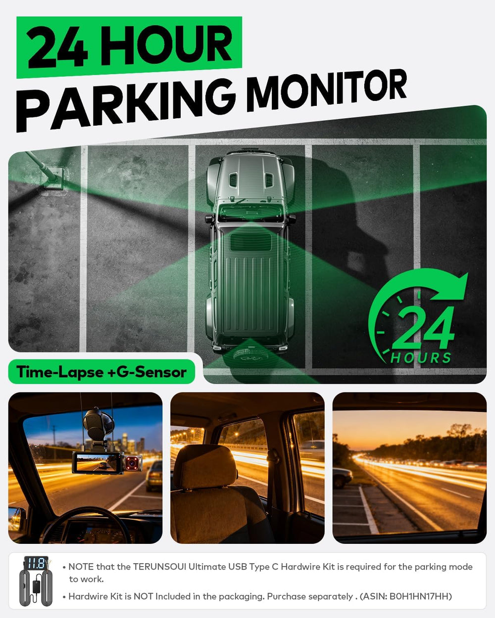 4K+4K+1080P 3 Channel Dash Cam, Free 128GB Card, AProX HD Night Vision