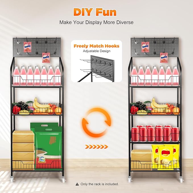Retail Display Rack 4-Tier Market Merchandise Display Shelf