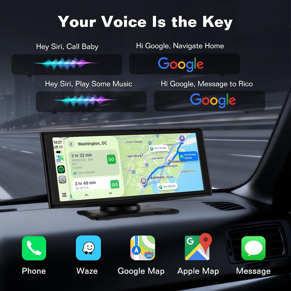 10.26'' Wireless CarPlay Screen for Car with 4K Dash Cam & 1080P ...