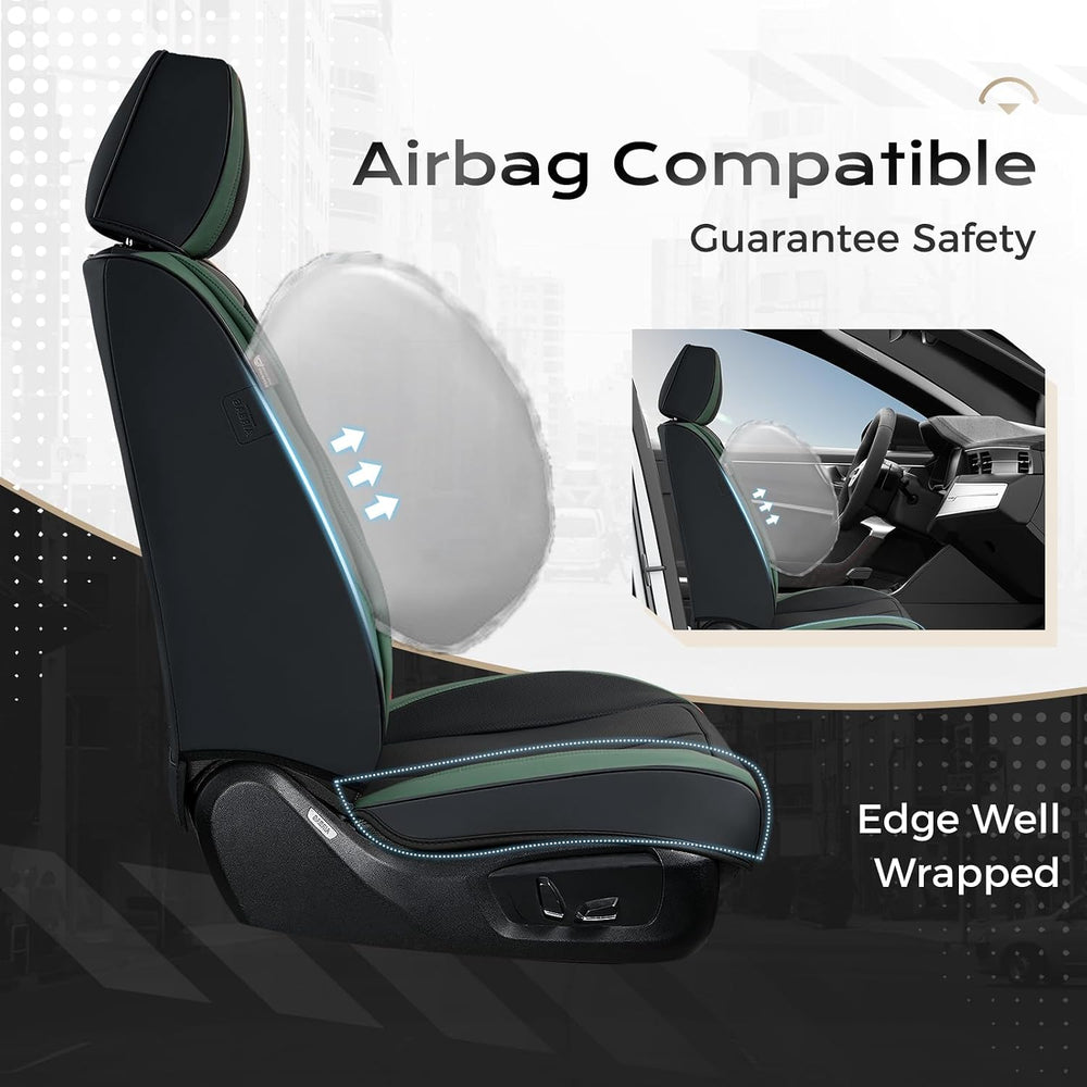 Coverado Automotive Seat Covers Front Seats, Leather Seat Covers 2 Pack, Blac...