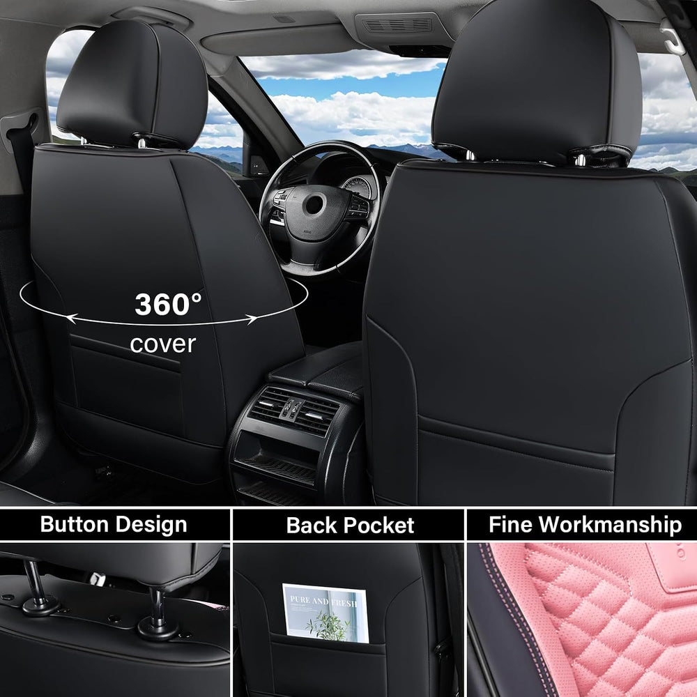 Coverado Seat Covers Full Set, Waterproof Nappa Leather Seat Covers for Cars,...