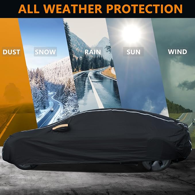 Car Cover Waterproof All Weather, 6 Layers Car Covers