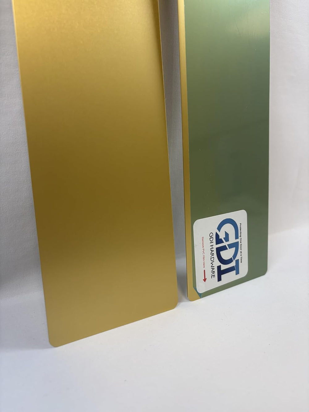 Satin Brass Push Plate/Protection Plate with Rounded Corners, Adhesive Mounte...