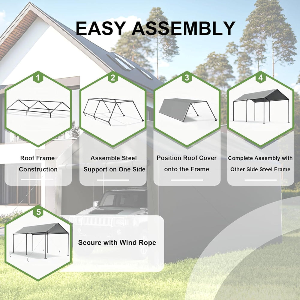 Carport, 10x20ft Heavy Duty Portable Garage, Car Port with Storage Shed, Car ...