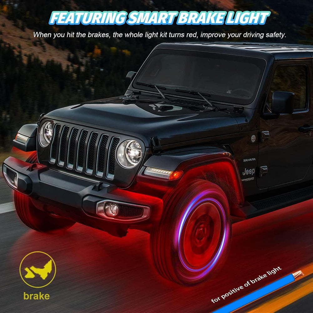 RGB LED Rock Lights Kit, 4 Pods Rock Lights for ATV UTV RZR SXS Golf Cart Tru...