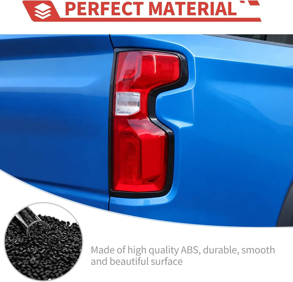 Tail Light Frame Cover Trim Compatible with Chevy Silverado 2019-2026, ABS Bl...