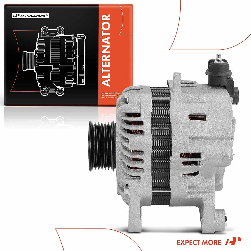 A-Premium Alternator, 12V 100A 6-Groove Pulley CW, Compatible with Ford