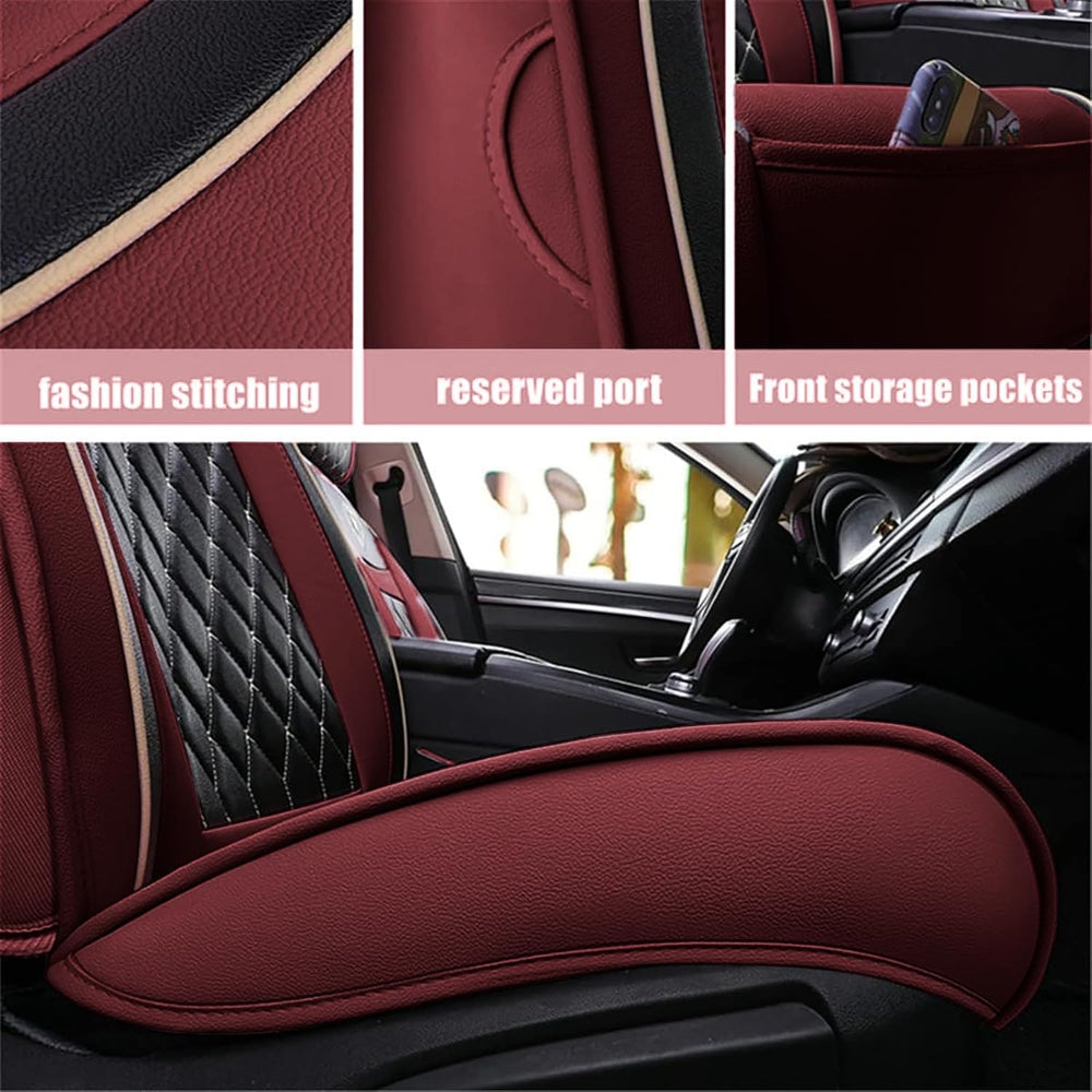 SanQing Car Seat Covers Full Set,Universal PU Leather Auto Seat Protectors