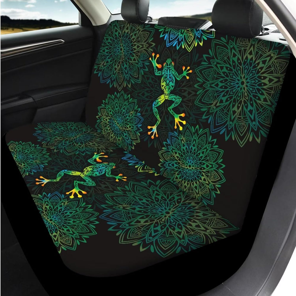Bulopur Boho Floral Frog Vehicle Seat Covers Full Set with Matching Car Steer...
