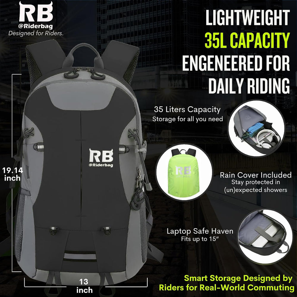 riderbag Reflective Motorcycle Backpack, Hi Viz Commuter Riding Bag | Designe...
