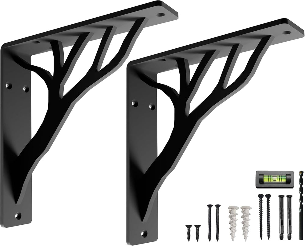 Rustic Tree Black Heavy Duty Shelf Brackets 10 inch by Balin Designs, Decorat...