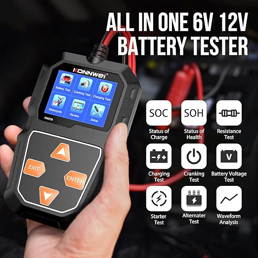 KONNWEI KW218 6V 12V Car Battery Tester 100-2000 CCA Automotive Battery Load