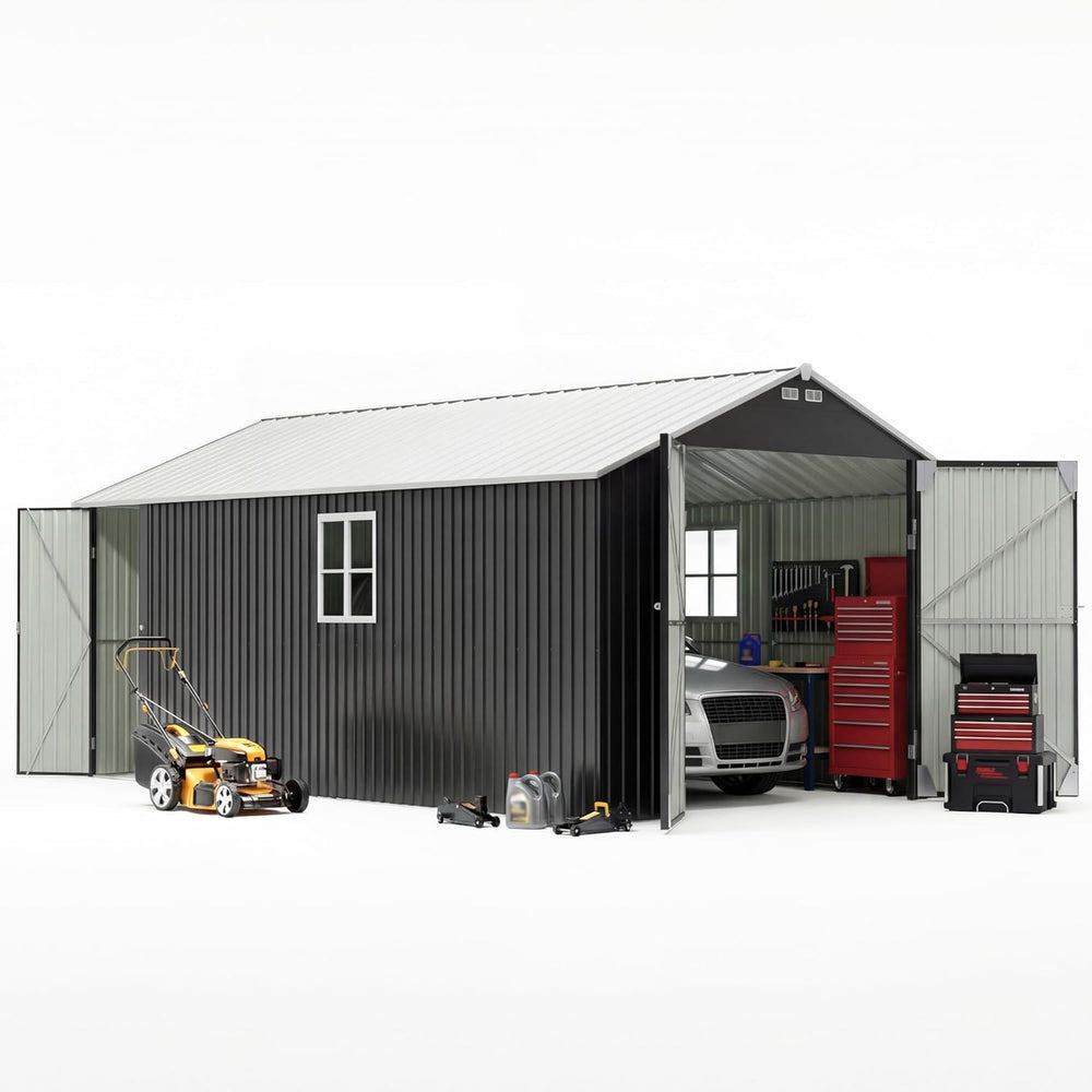 Patiowell 12x20 FT Enclosed Metal Carport, Large Heavy Duty Car Port with Rei...