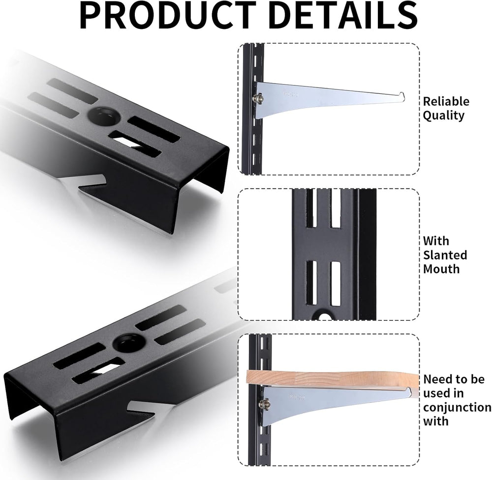 MorningRo 6 Pcs Shelf Rails Bracket Track 47.5 Inches Upright Closet System H...