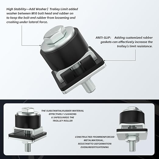 SKTREX Anti-Skid designTrolley Roller Wheels Limit Trolley Assembly Positioni...