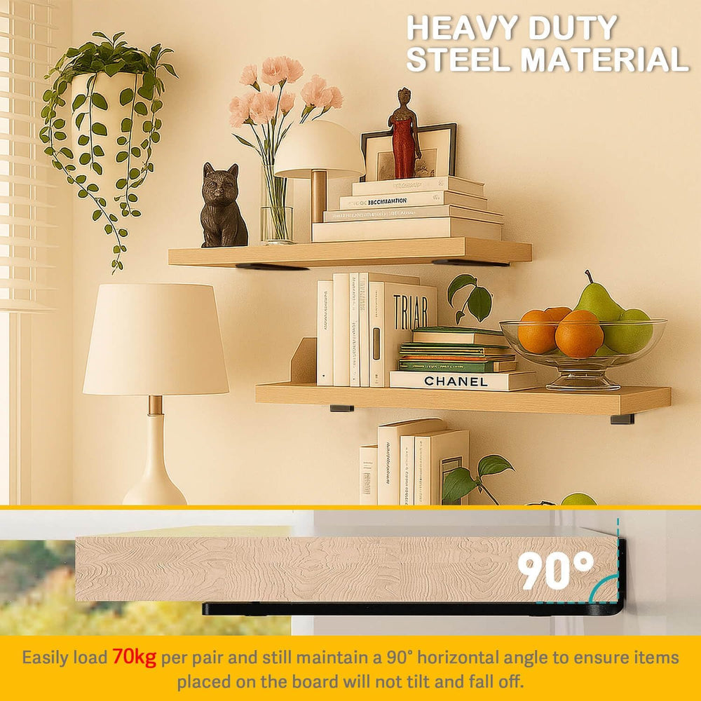 Floating Shelf Bracket 4 Inch of 8 Pack Heavy Duty Shelf Brackets Black Coate...