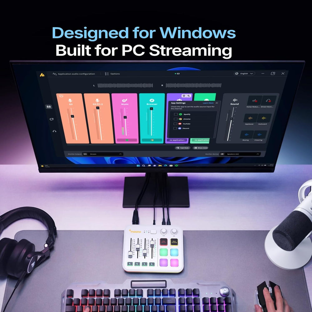 MAONO G3 Gaming Audio Mixer with Map Any Audio Sources for PC Streaming