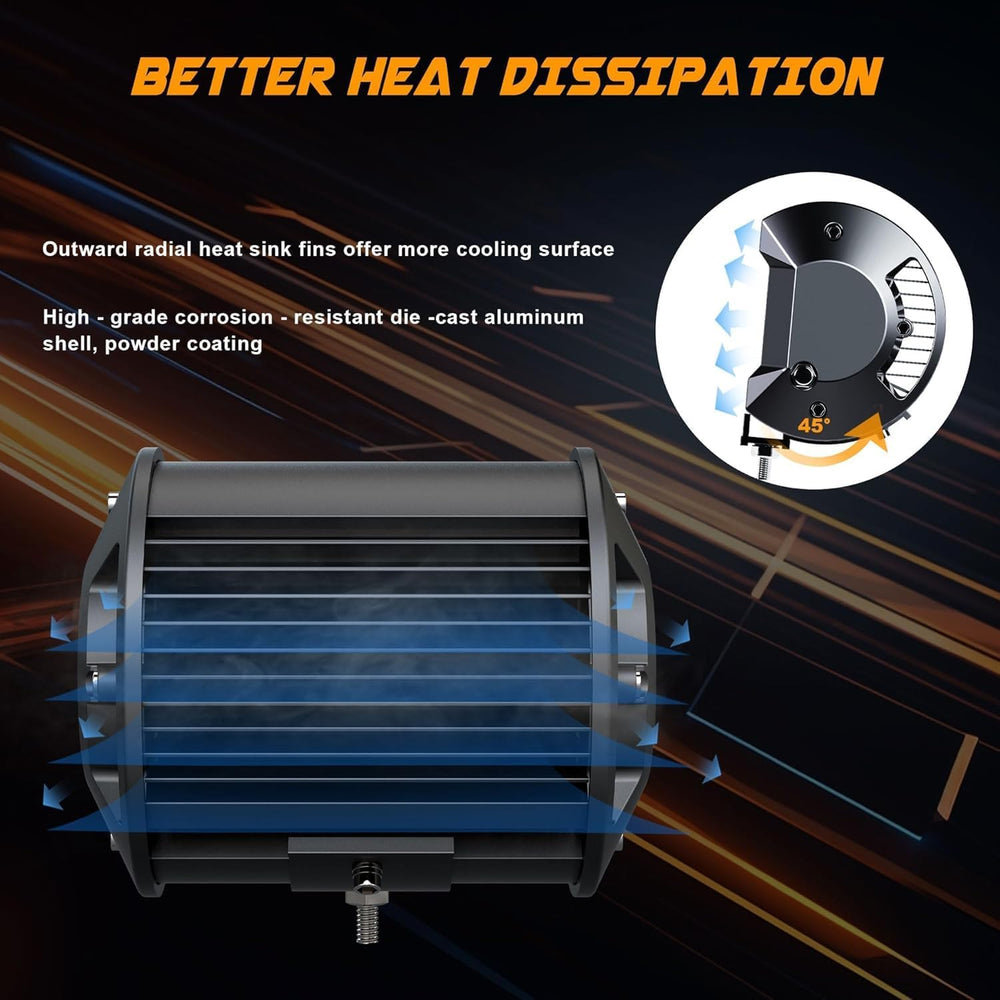 ASLONG 4pcs 4 Inch White/Amber Yellow LED Pods Light Triple Row Spot Flood Co...