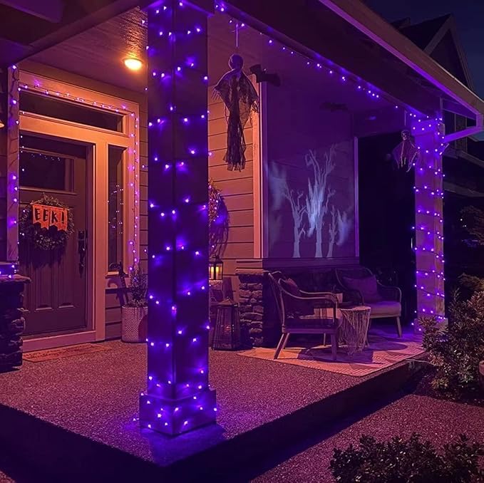 YEGUO 165ft 500 LED Halloween Lights Outdoor Waterproof, 8 Modes Purple Strin...