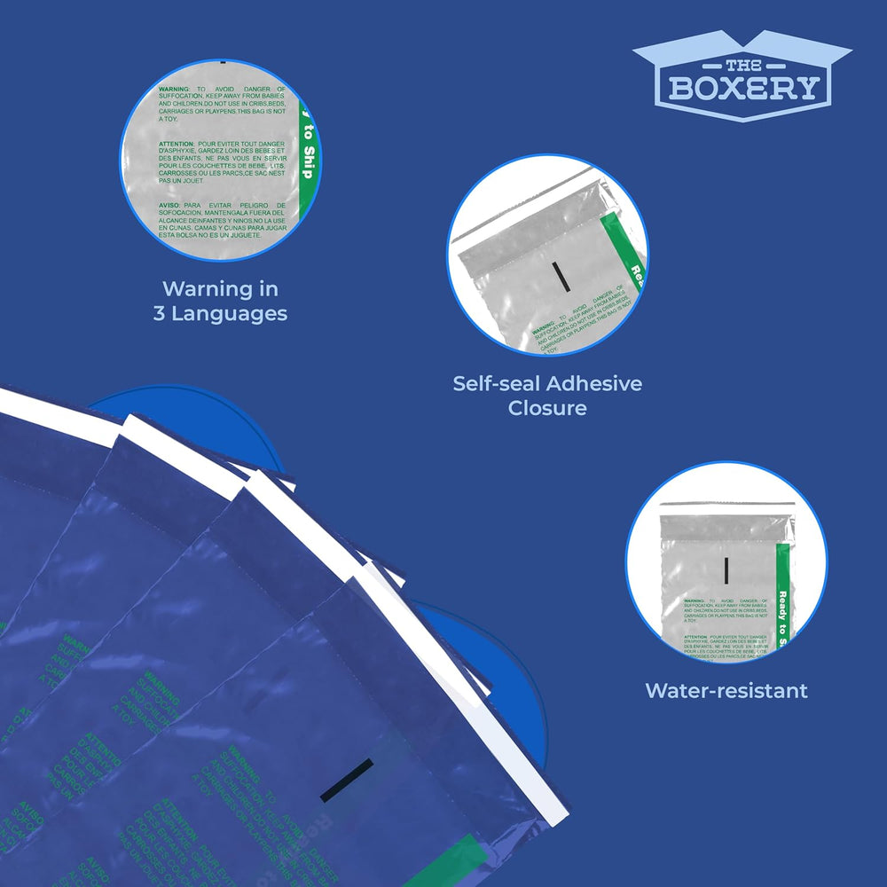 The Boxery 5x10'' Self Seal Clear 1.5Mil Poly Bags with Suffocation W...