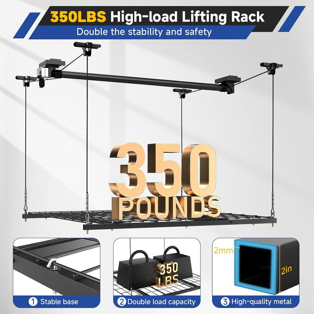 GADFISH Garage Ceiling Lift Storage Rack, Easy Lifting 85" Height 4x4 Ft...