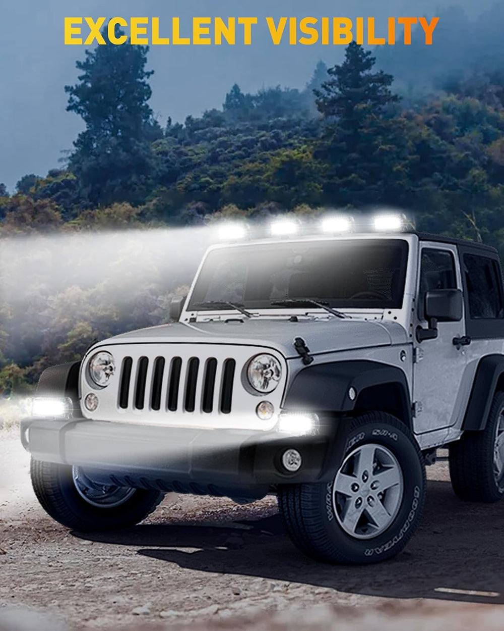 NAOEVO 4 Pcs 7 Inch LED Light Bar with 4 Leads Harness for Trucks, White