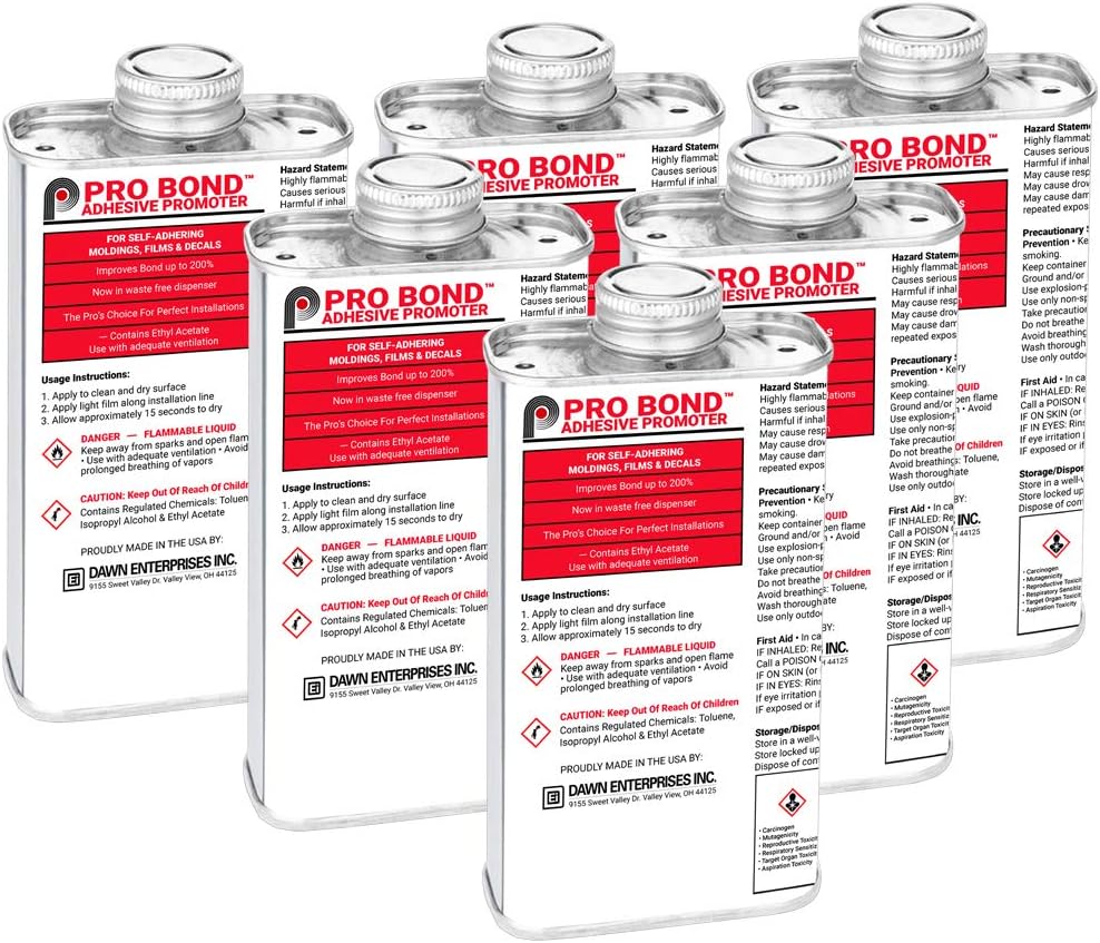 Pro Bond Adhesive Promoter for Vinyl, Wraps, Window Tint, Automotive Molding ...