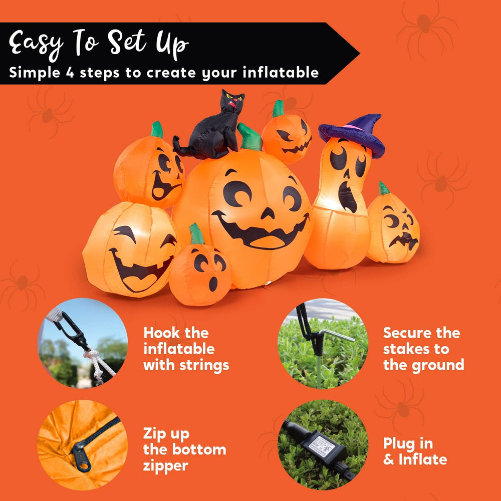 Joiedomi 6 FT Long Halloween Inflatable Outdoor Decorations, Pumpkin Blow Up ...