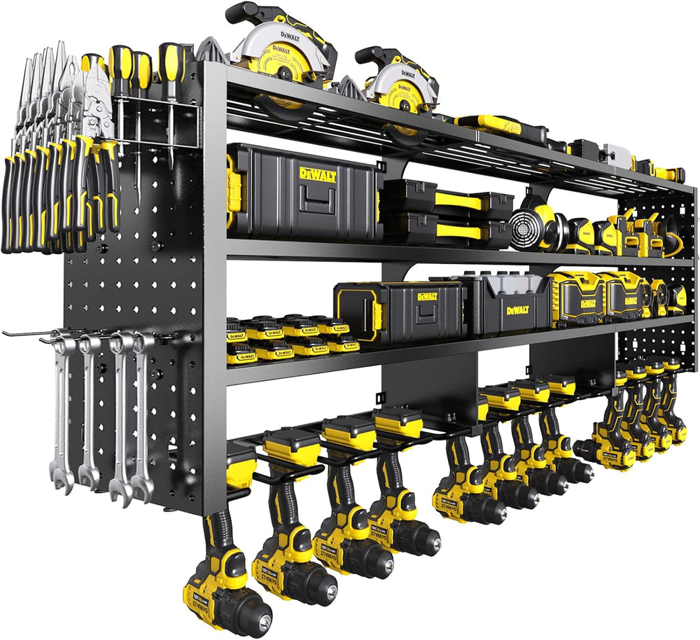 49" W Large Power Tool Organizer Wall Mount, 4 Layer Heavy Duty Metal To...