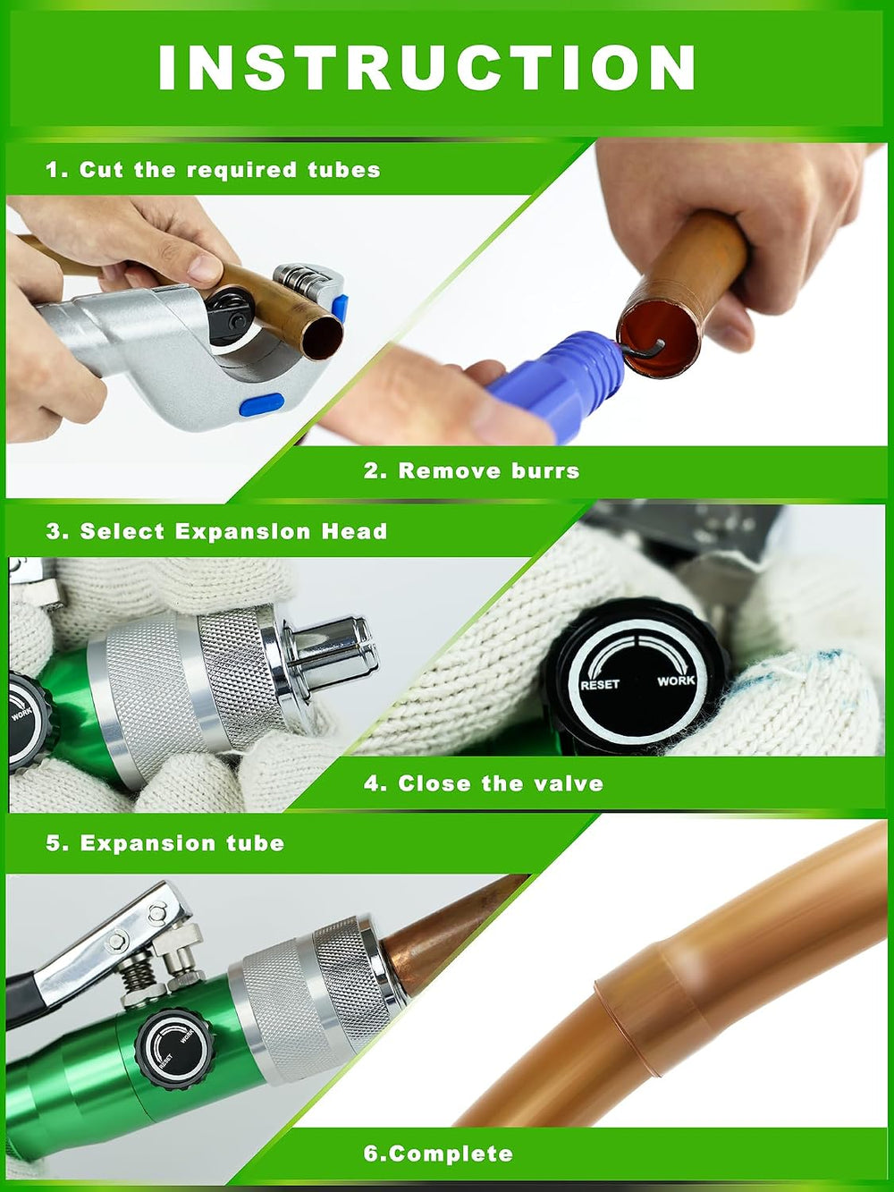 Hydraulic HVAC Swaging Tool Kit with 7 Dies 3/8"-1-1/8"