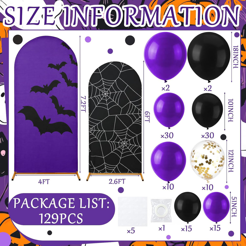 Purple 131 Pcs Arch Backdrop Cover with Balloons, Halloween
