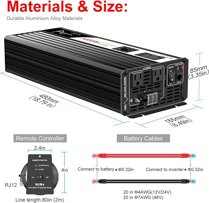 DC 12v AC 120V 60HZ Pure sine Wave 3000w Solar Power Inverter